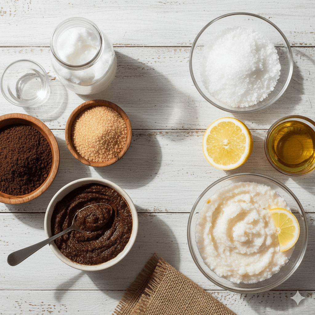 مقشر القهوة وزيت جوز الهند